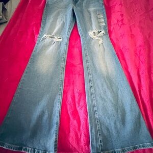 Levi's Distressed Blue Wide Leg Jeans